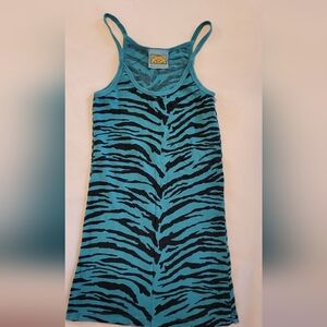 C&C California Blue and Black Zebra Print Tank Top